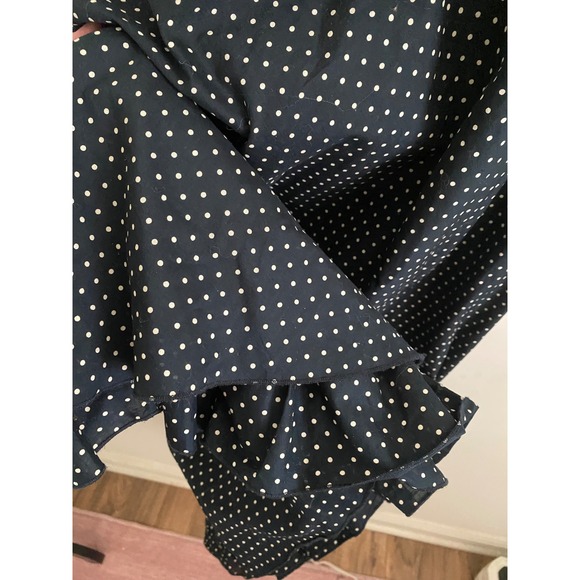 Gap Navy Blue White Polka Dot Halter Ruffle Hem A-Line Dress Womens 14 RN54023 - Picture 3 of 7